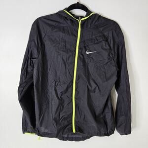 Nike Sportswear Womens Windrunner Full Zip Black Neon Green Size Large